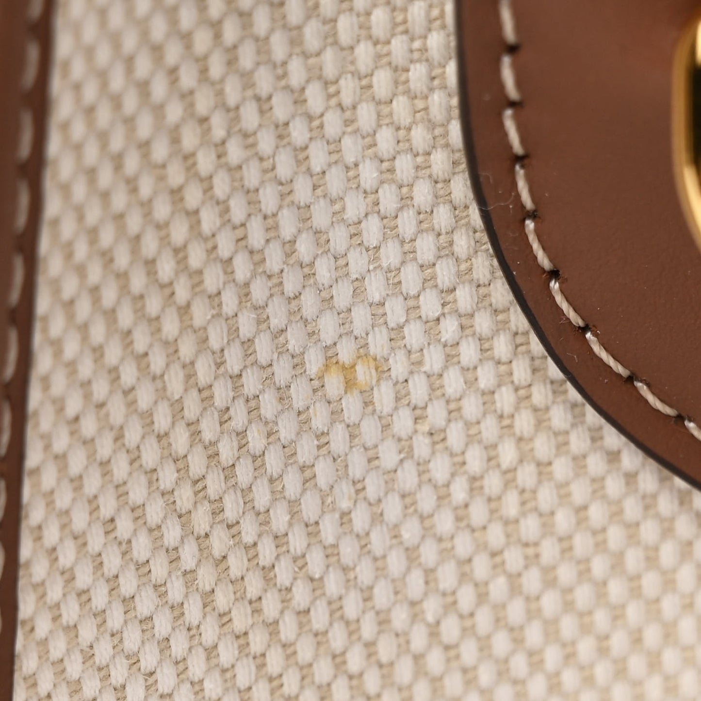 Canvas Smooth Calfskin Two Tone Small Pocket Bag Natural Malt Brown
