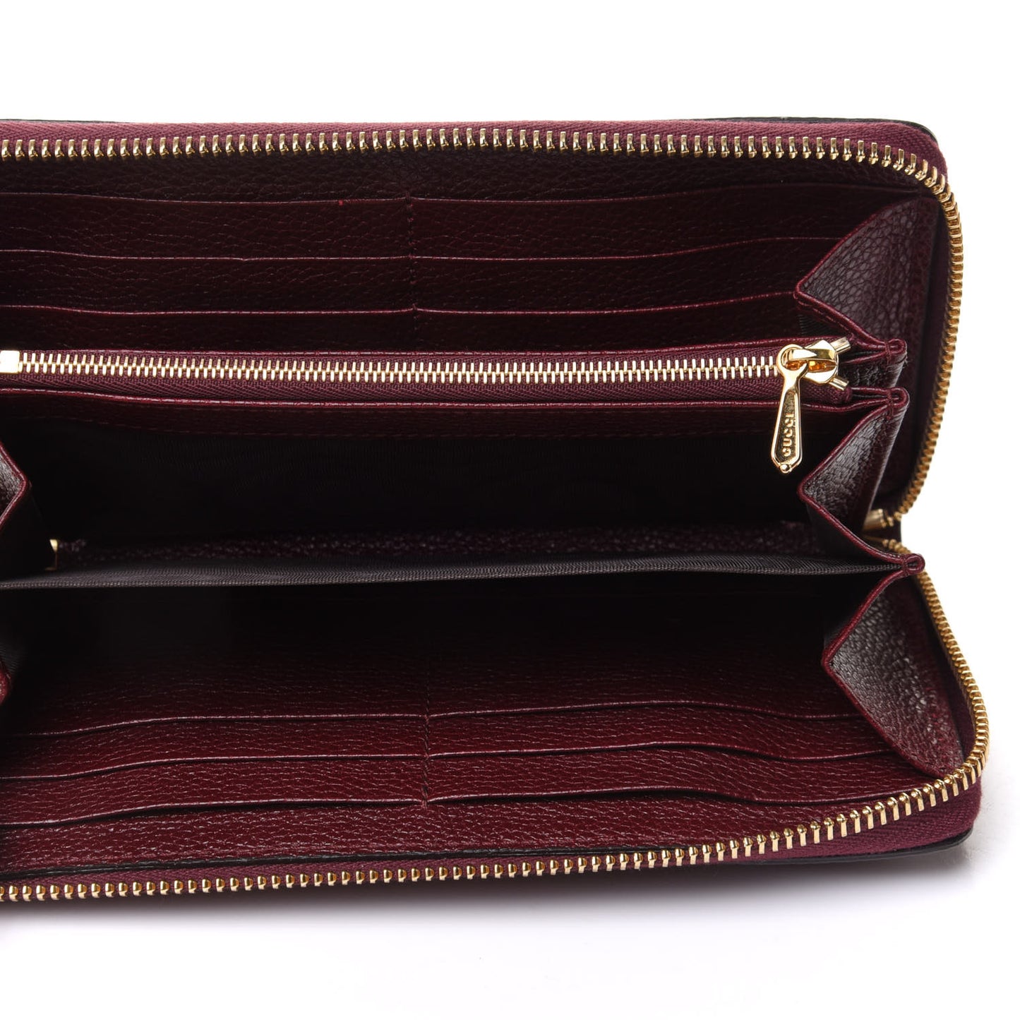 Grainy Calfskin Zumi Zip Around Wallet Vintage Bordeaux