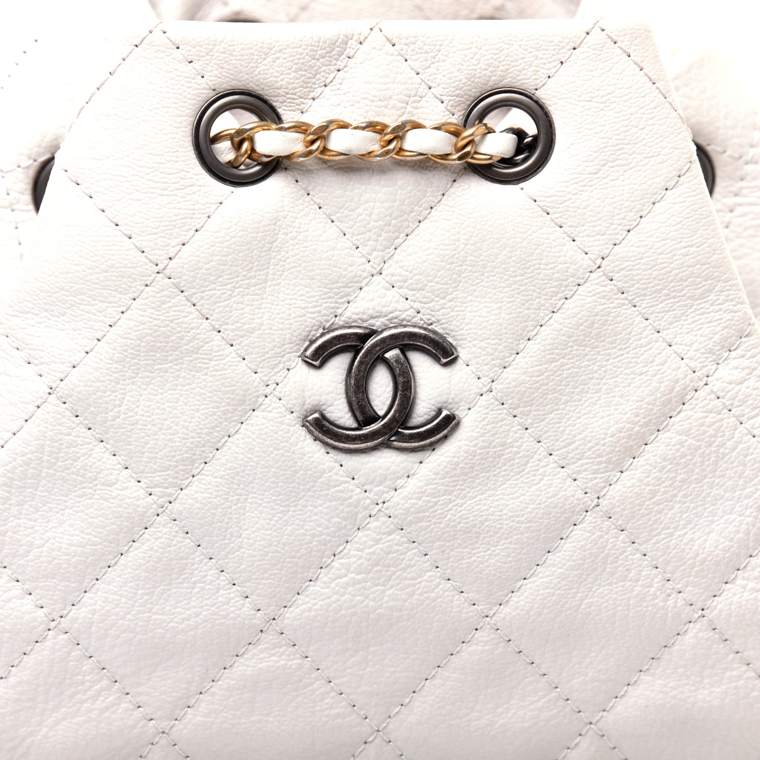 Chanel Patent Goatskin Quilted Small Gabrielle Backpack White 9 of 9