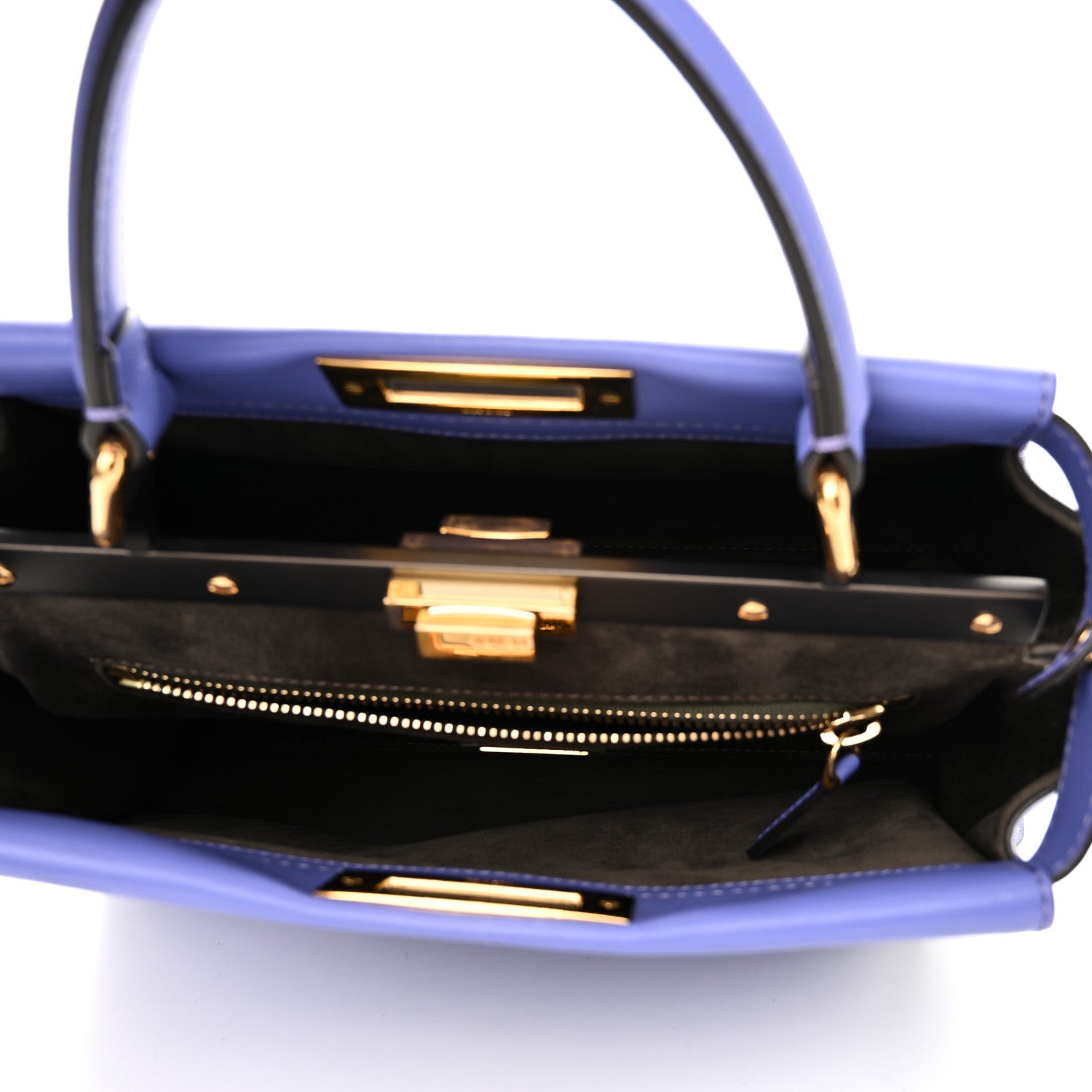 Fendi Vitello Seta Medium Peekaboo Iconic Satchel Viola Cassis 6 of 16