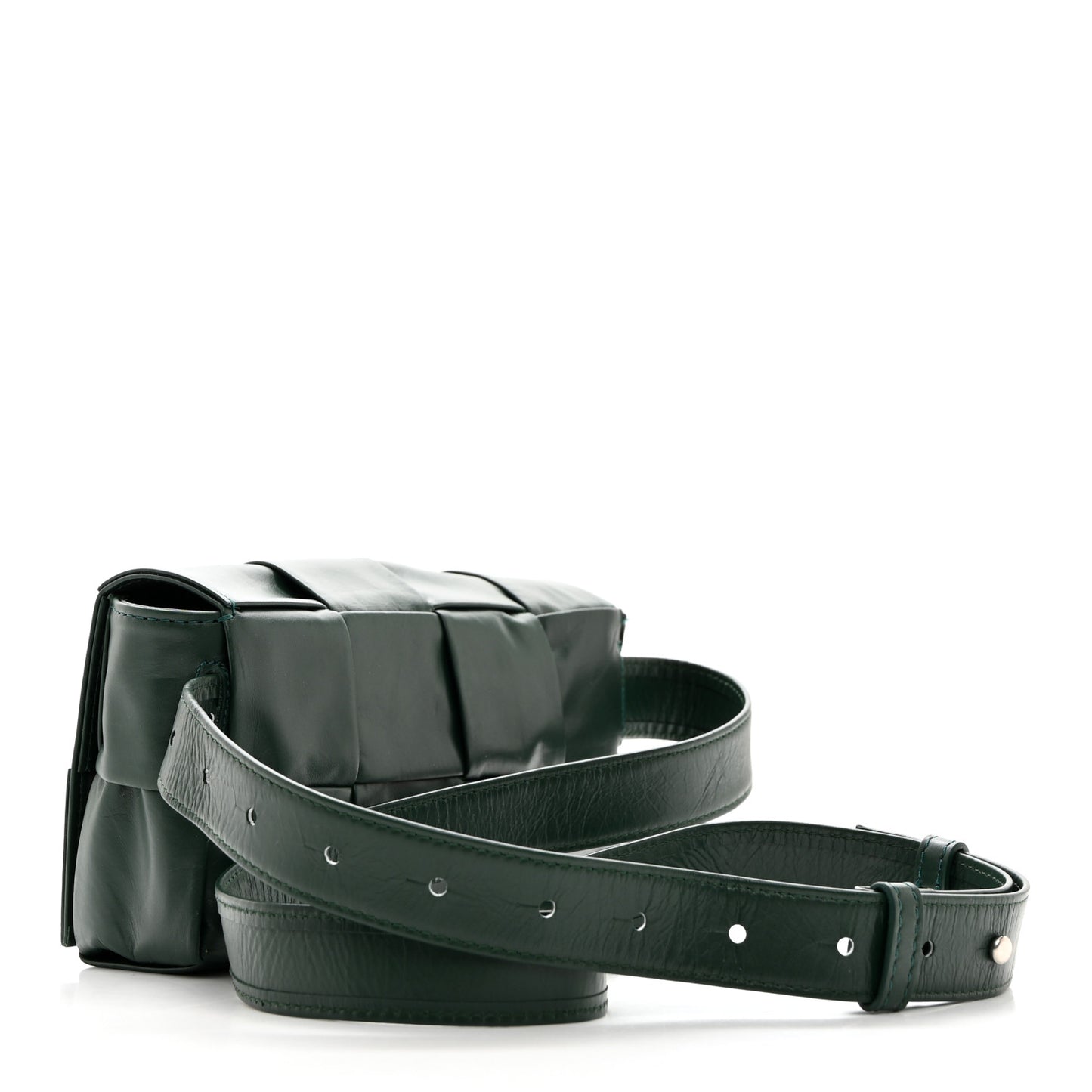 Paper Calfskin Intrecciato Cassette Belt Bag Raintree
