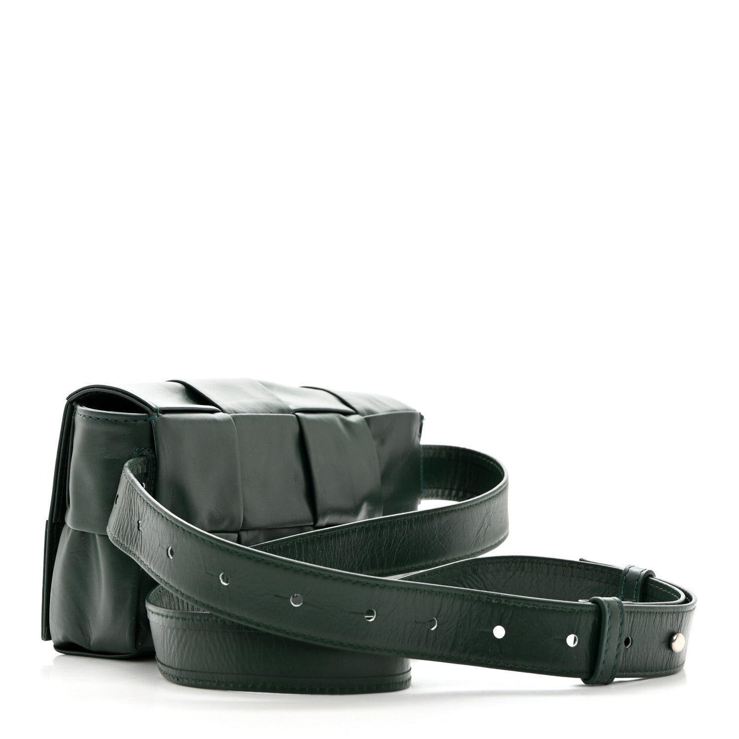 Bottega Veneta Paper Calfskin Intrecciato Cassette Belt Bag Raintree 2 of 10