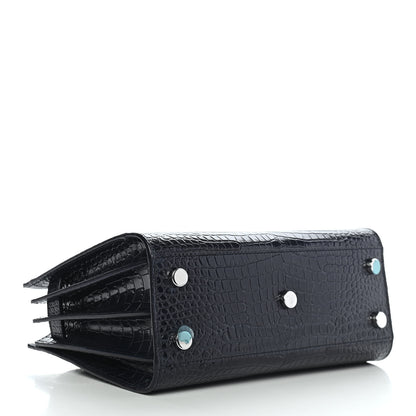 Saint Laurent Calfskin Crocodile Embossed Nano Sac De Jour Navy 4 of 9