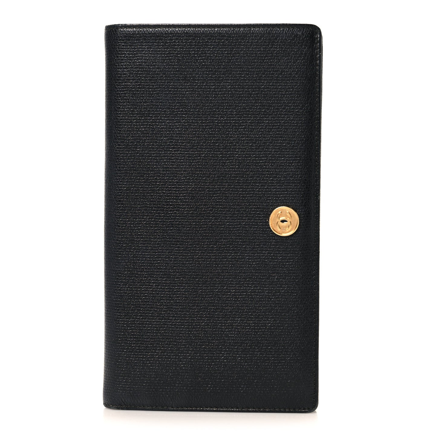 Grained Calfskin CC Button Yen Wallet Black