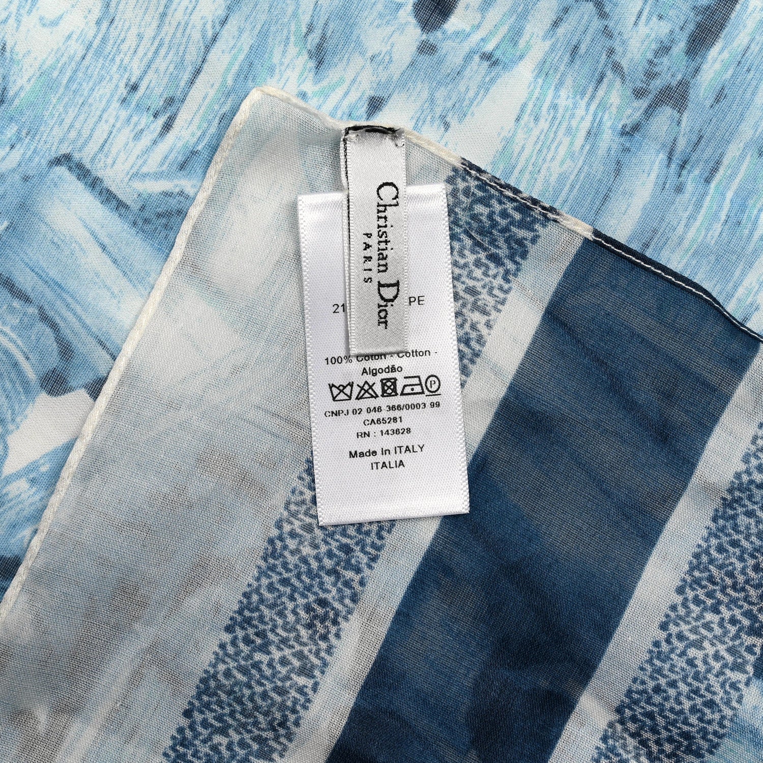 Christian Dior Cotton Athens Print Sarong Blue Ecru 3 of 3