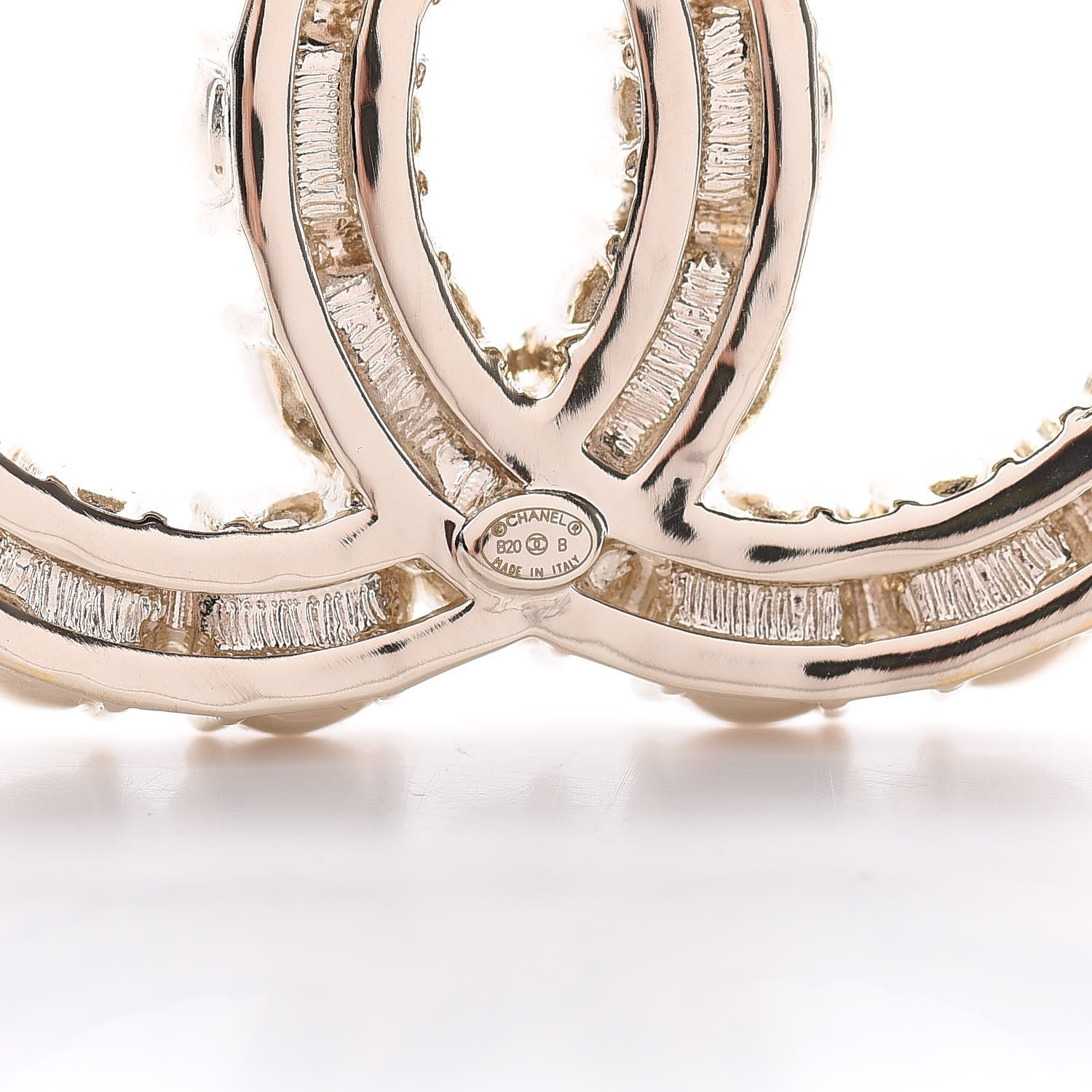 Chanel Crystal Pearl CC Dazzling Domino Brooch Gold 3 of 4