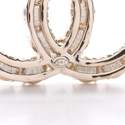 Chanel Crystal Pearl CC Dazzling Domino Brooch Gold 3 of 4