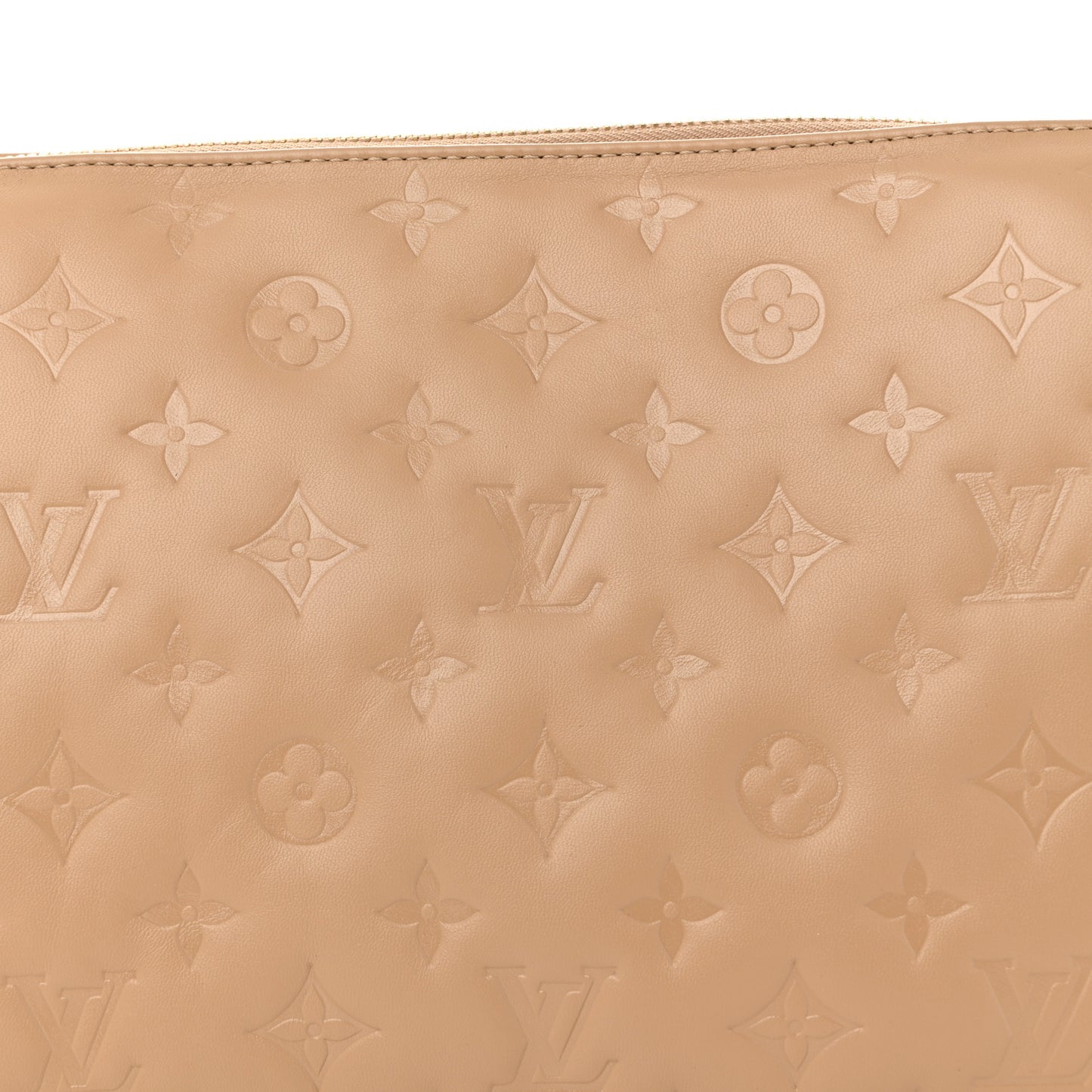 Lambskin Embossed Monogram Coussin PM Camel