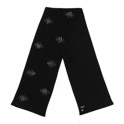 Chanel Cashmere Crystal Logo Scarf Black 2 of 3
