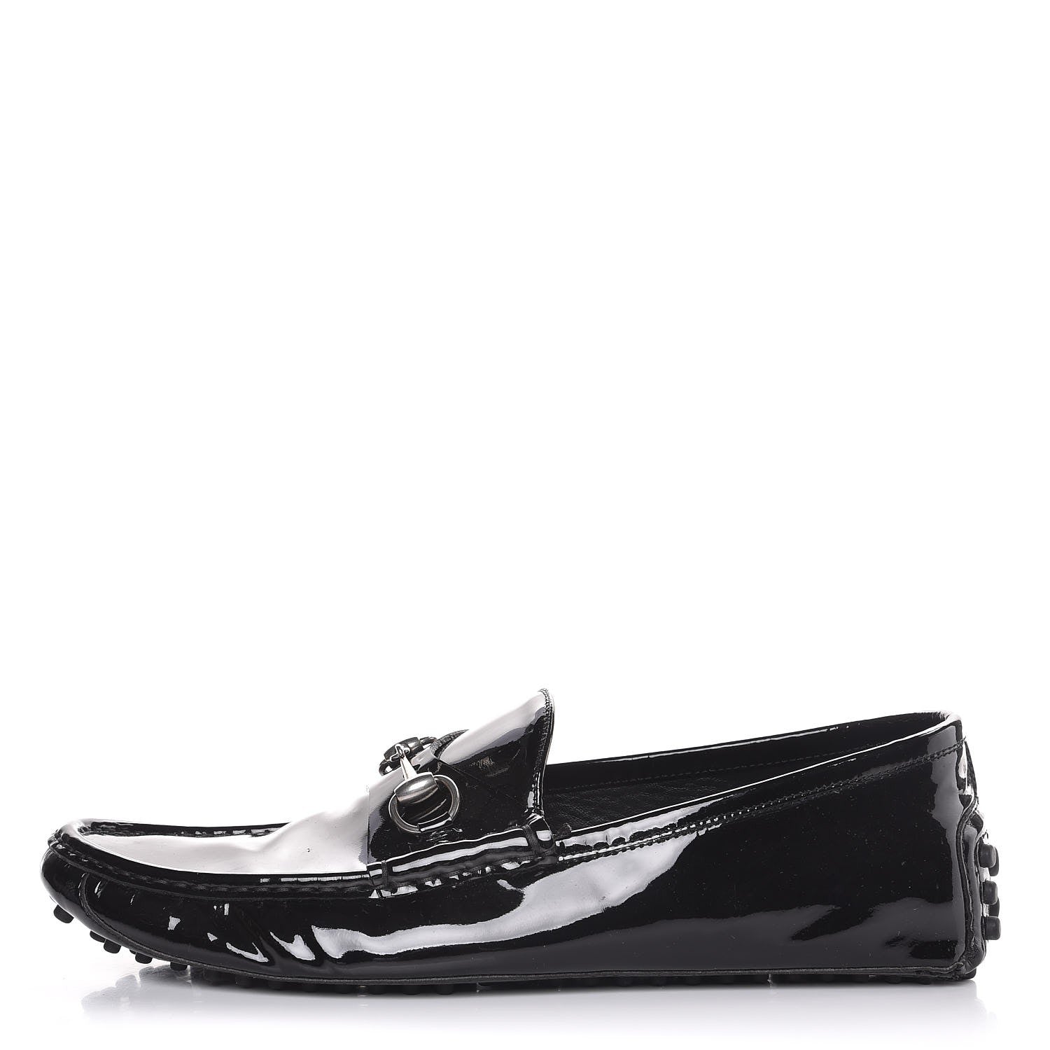 Gucci Men's Patent Horsebit Driver Loafers 10.5 Black 1 of 9