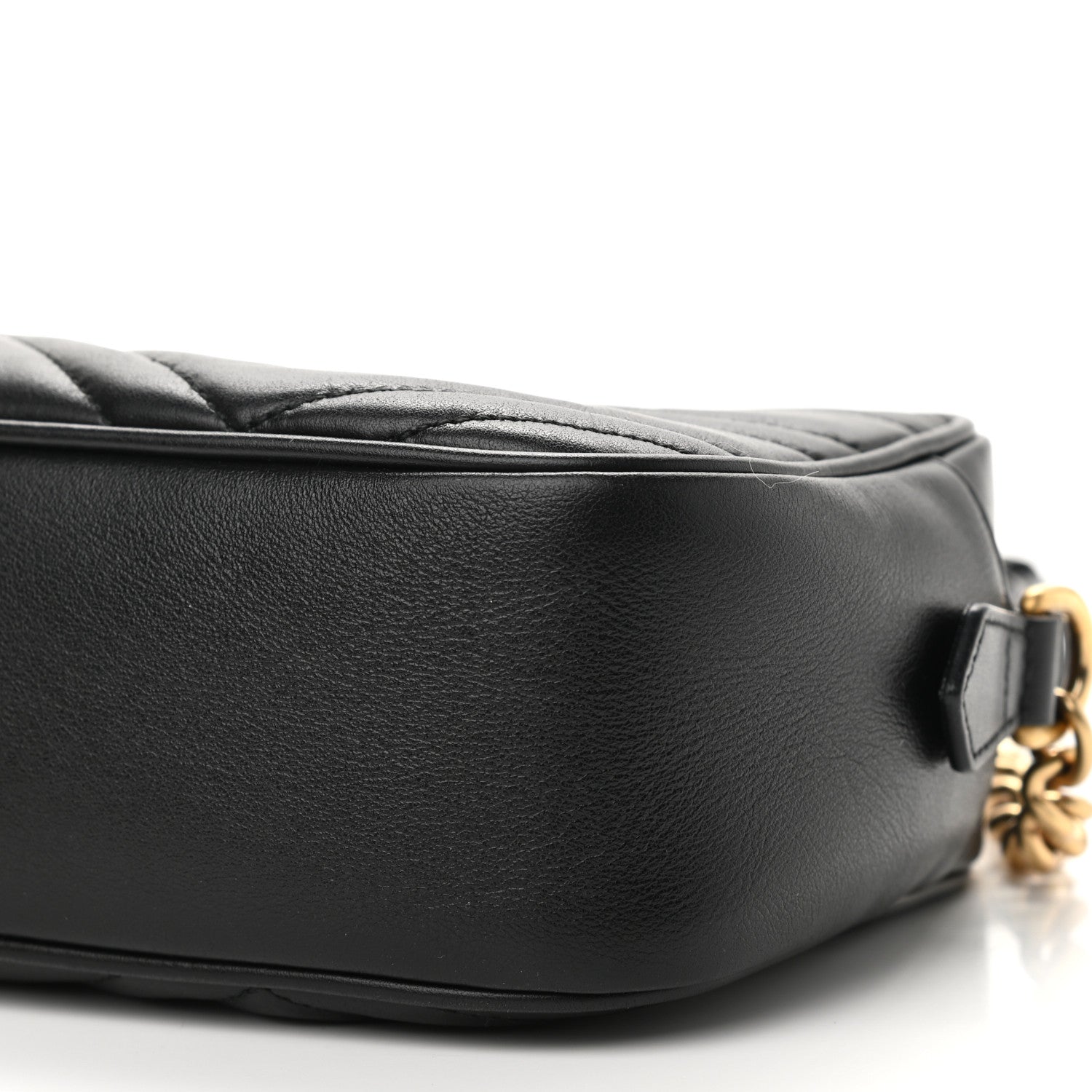 Gucci Calfskin Matelasse Small GG Marmont Chain Shoulder Bag Black 10 of 11