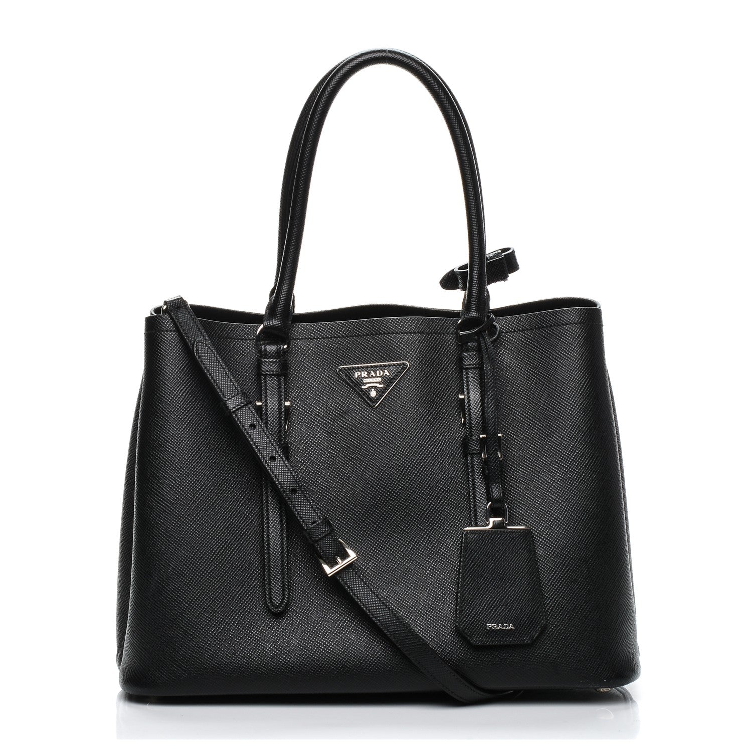 Prada Saffiano Cuir Small Double Handle Tote Black 1 of 6
