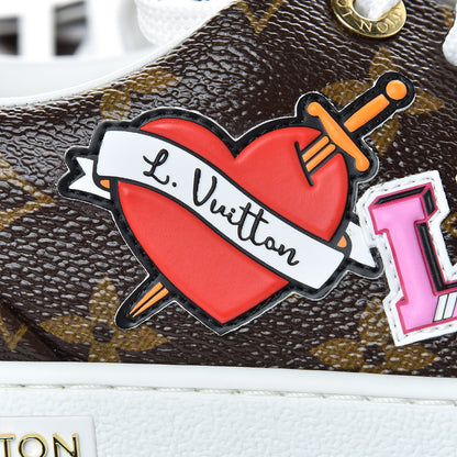 Louis Vuitton Calfskin Monogram LV Black Heart Sneakers 37.5 Cacao 10 of 11
