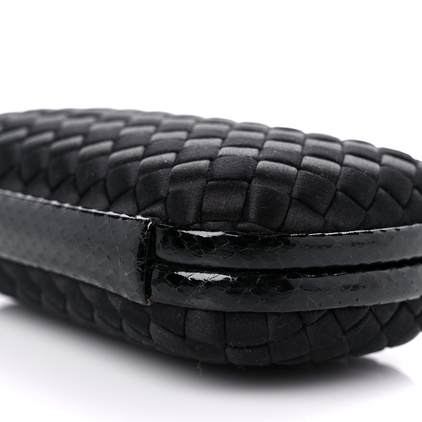 Satin Intreccio Impero Ayers Knot Clutch Black