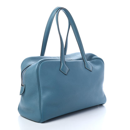 Hermes Taurillon Clemence Victoria II 35 Blue Jean 2 of 8