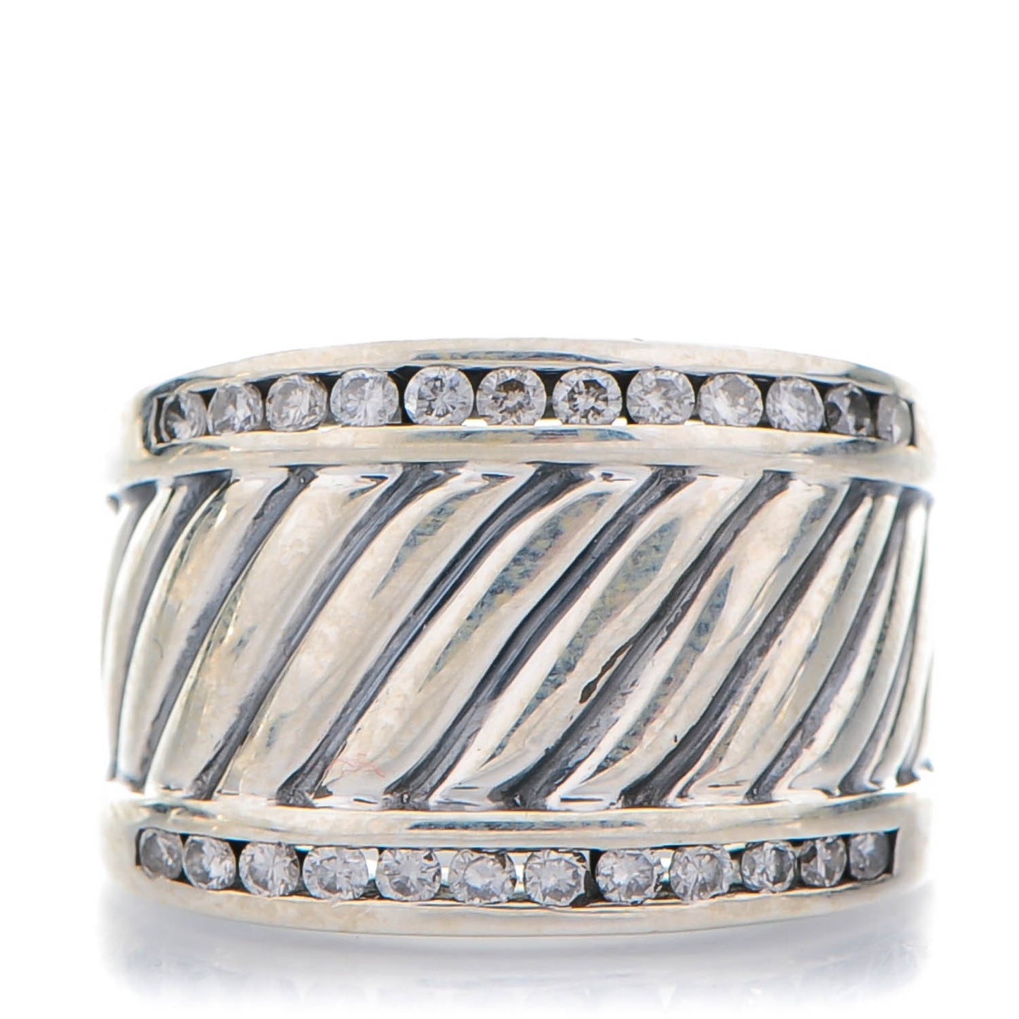 Sterling Silver Pave Diamond 15mm Thoroughbred Ring 48 4.5