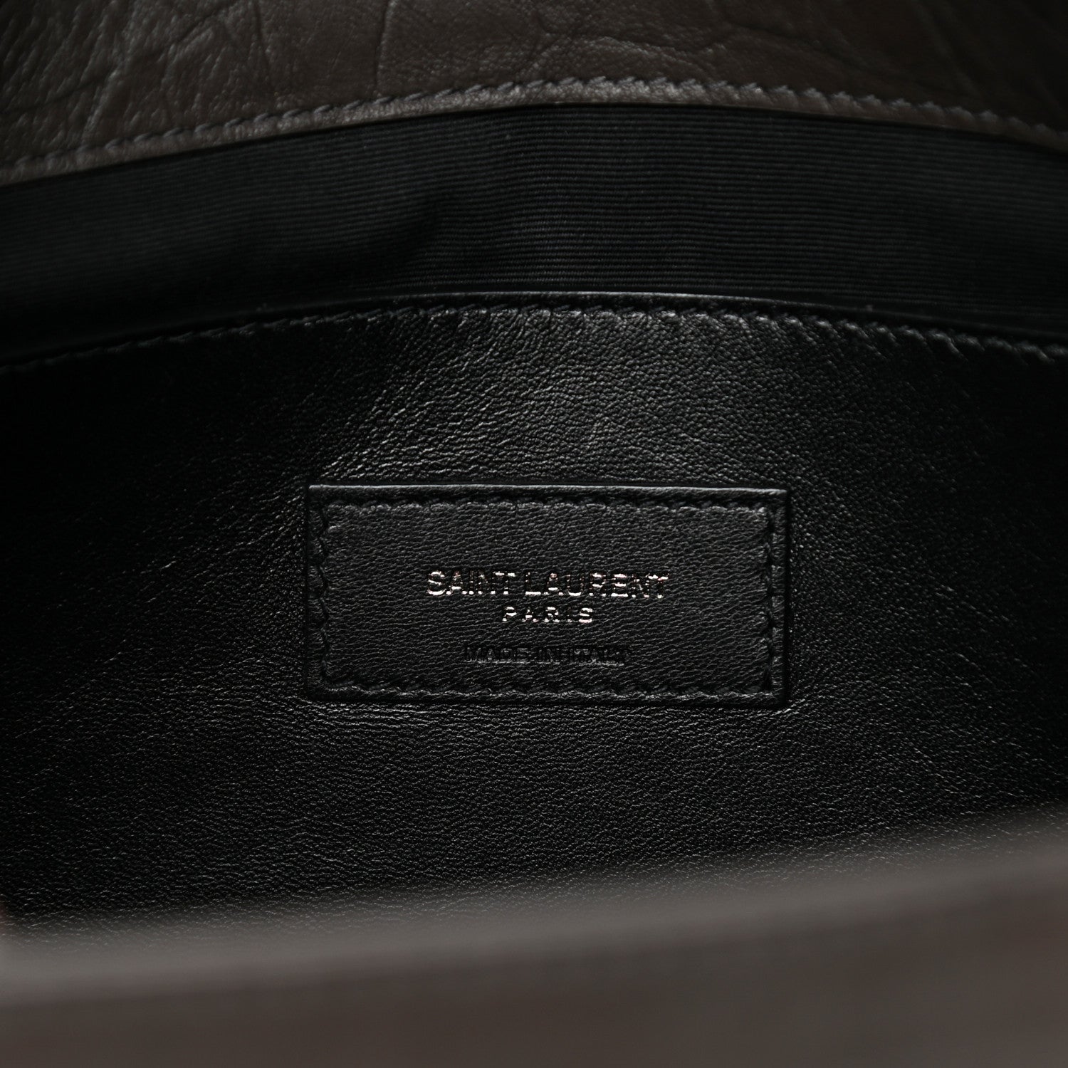 Saint Laurent Calfskin Crocodile Embossed Medium West Hollywood Monogram Fold-Over Grey 6 of 10