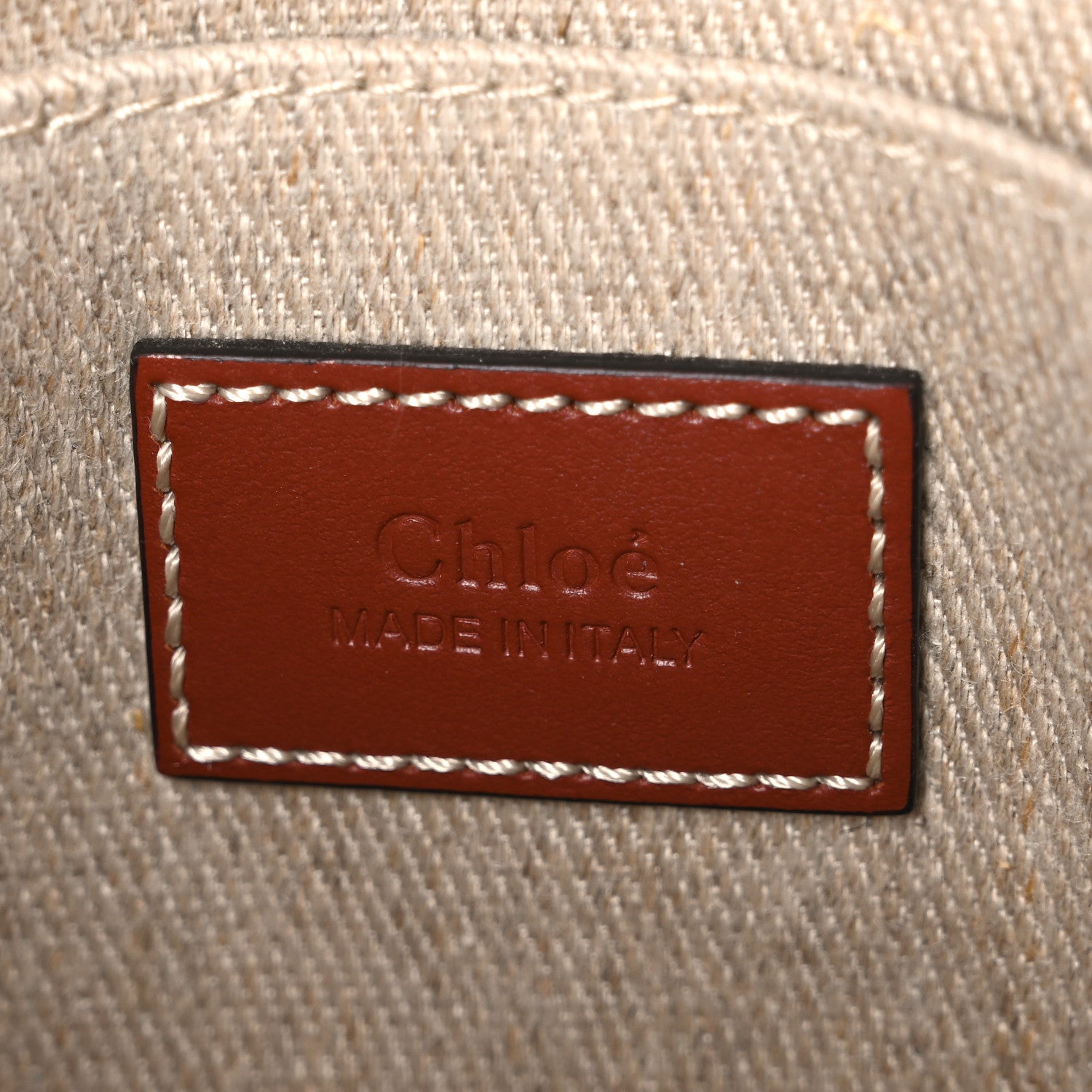 Chloe Cotton Calfskin Small Woody Ribbon Tote With Strap White Brown 6 of 10