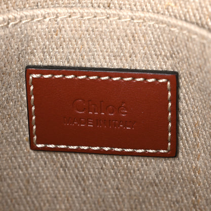 Chloe Cotton Calfskin Small Woody Ribbon Tote With Strap White Brown 6 of 10