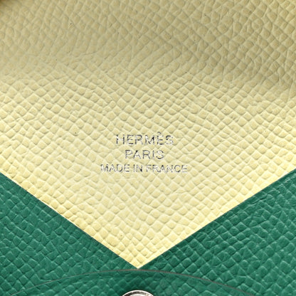 Hermes Epsom Verso Calvi Duo Card Case Vert Vertigo Jaune Milton 6 of 7
