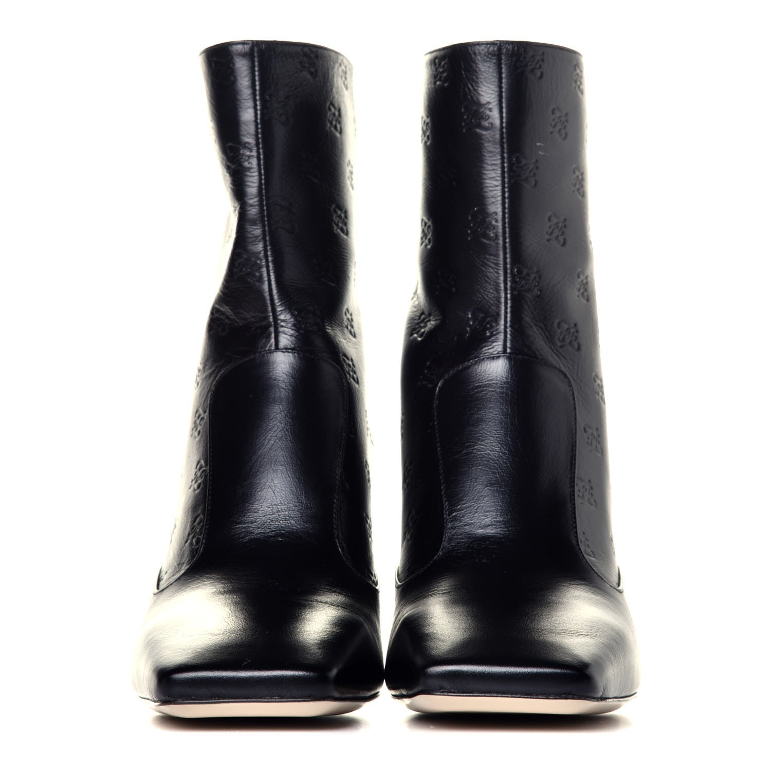 Fendi Vitello Karligraphy Embossed FFreedom Ankle Boots 40 Black 2 of 8
