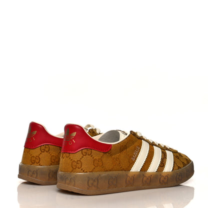 Gucci X ADIDAS Vintage GG Monogram Mens Gazelle Sneakers Mid Natural Nut Off White 4 of 8