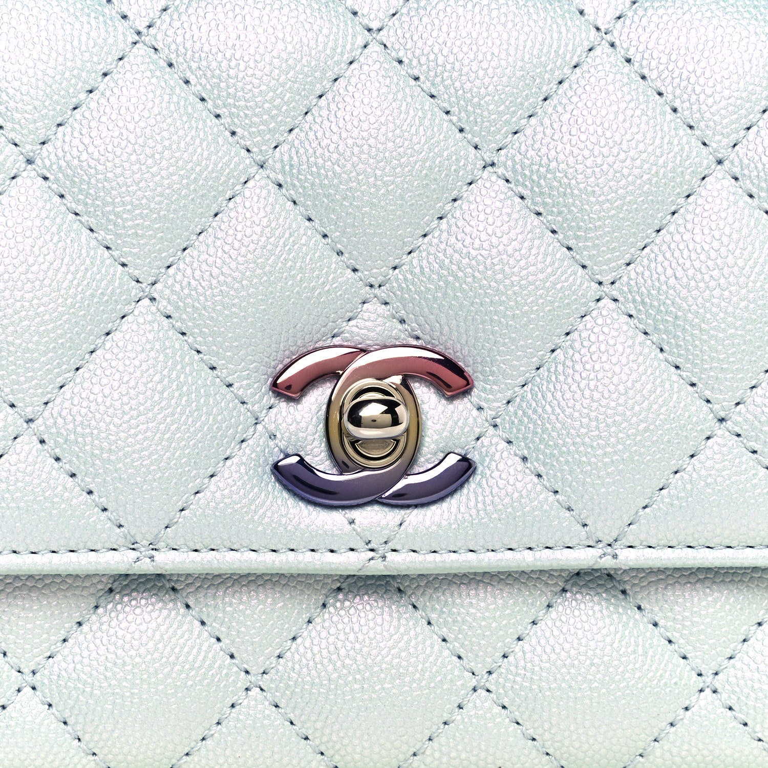Chanel Iridescent Caviar Quilted Extra Mini Coco Handle Flap Light Blue 8 of 14