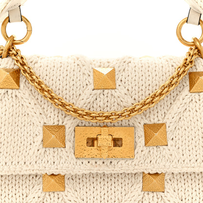 Valentino Garavani Knit Medium Roman Stud Shoulder Bag Ecru 7 of 13
