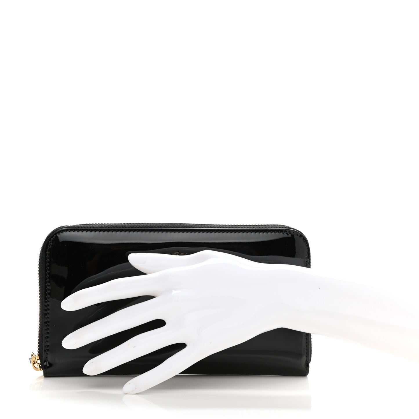 Patent Palazzo Medusa Zip Around Wallet Black