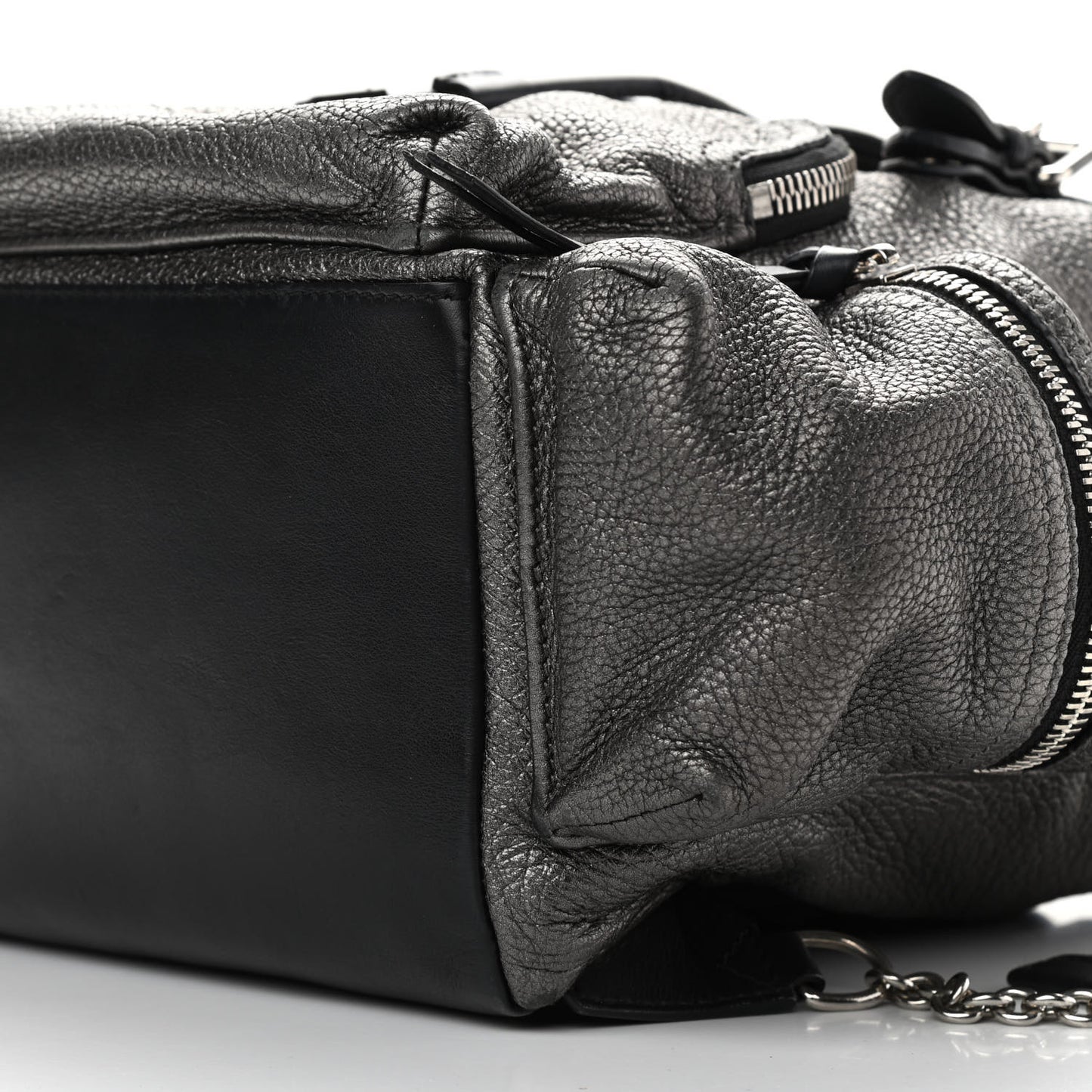 Metallic Deerskin Medium Rucksack Backpack Dark Grey