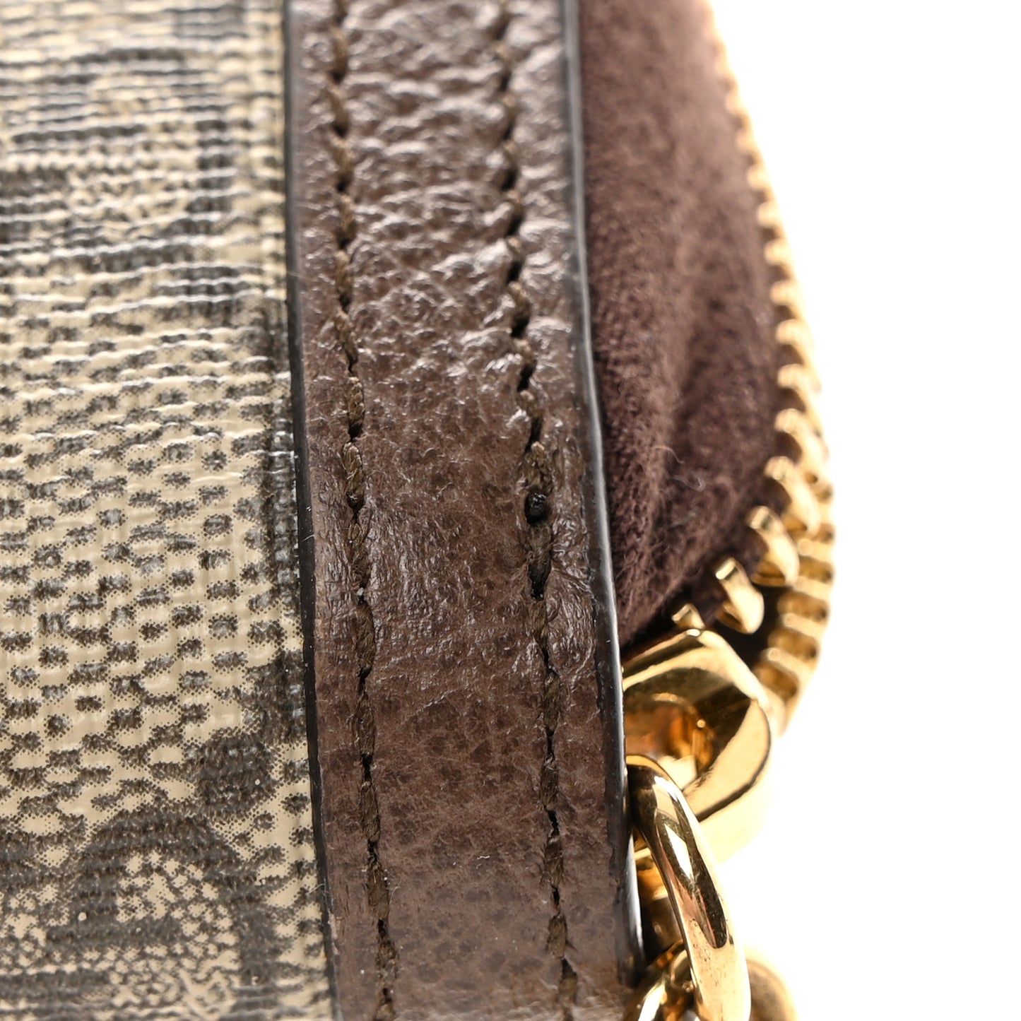 GG Supreme Monogram Web Ophidia Zip Around Wallet Brown