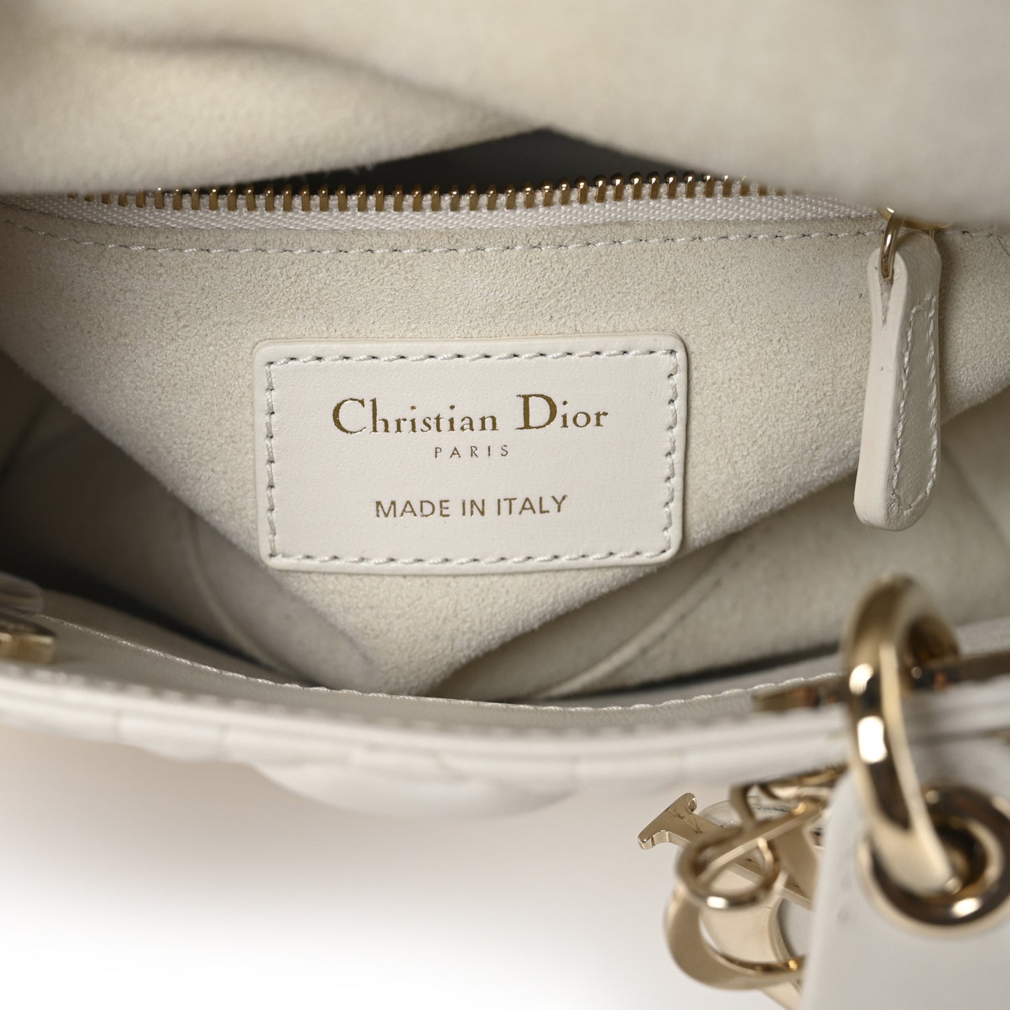 Lambskin Cannage Mini Lady Dior White