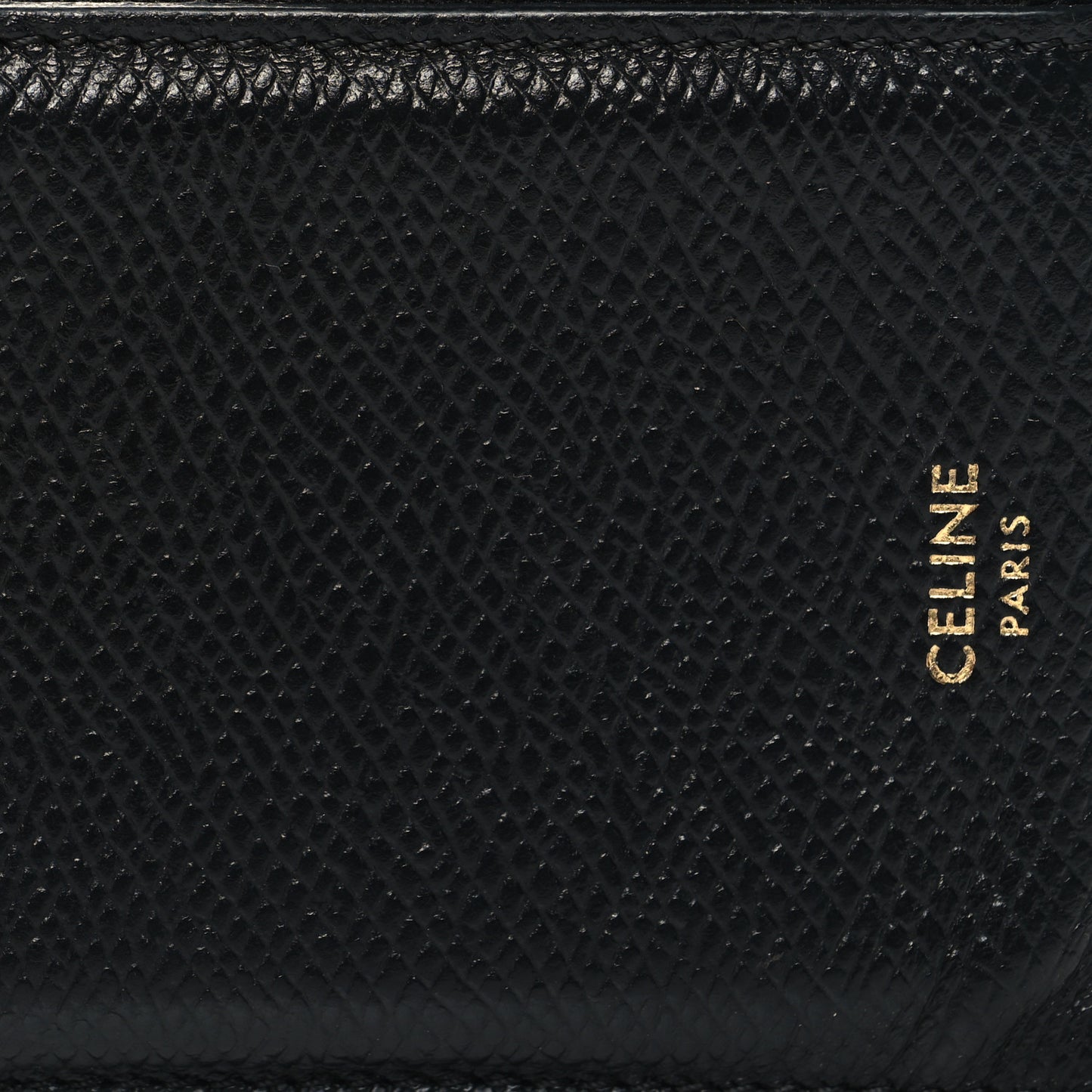 Grained Calfskin Zipped Card Holder Black