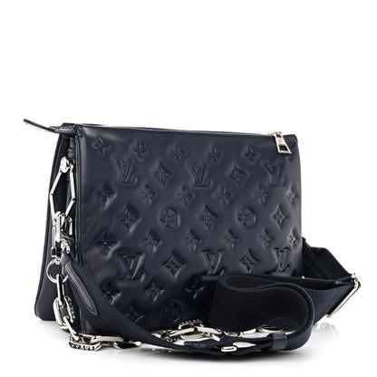 Louis Vuitton Lambskin Embossed Monogram Coussin PM Navy 3 of 11