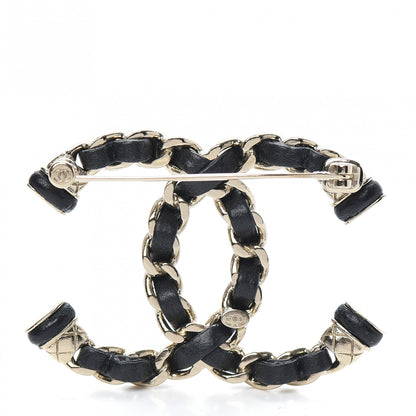 Chanel Lambskin Chain CC Brooch Black Gold 3 of 5
