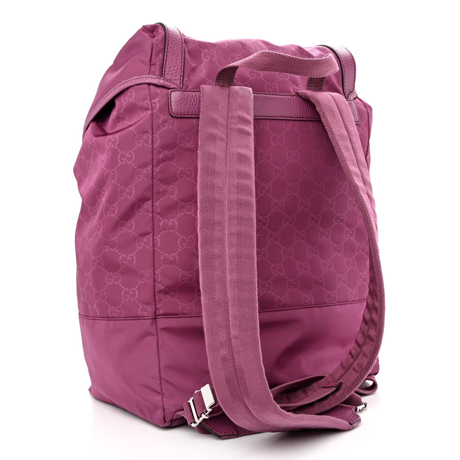 Gucci Nylon Monogram Dollar Calfskin Medium Light Double Buckle Backpack Peonia Flower 3 of 12
