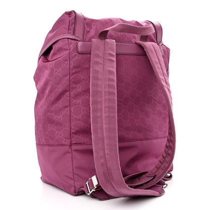 Gucci Nylon Monogram Dollar Calfskin Medium Light Double Buckle Backpack Peonia Flower 3 of 12