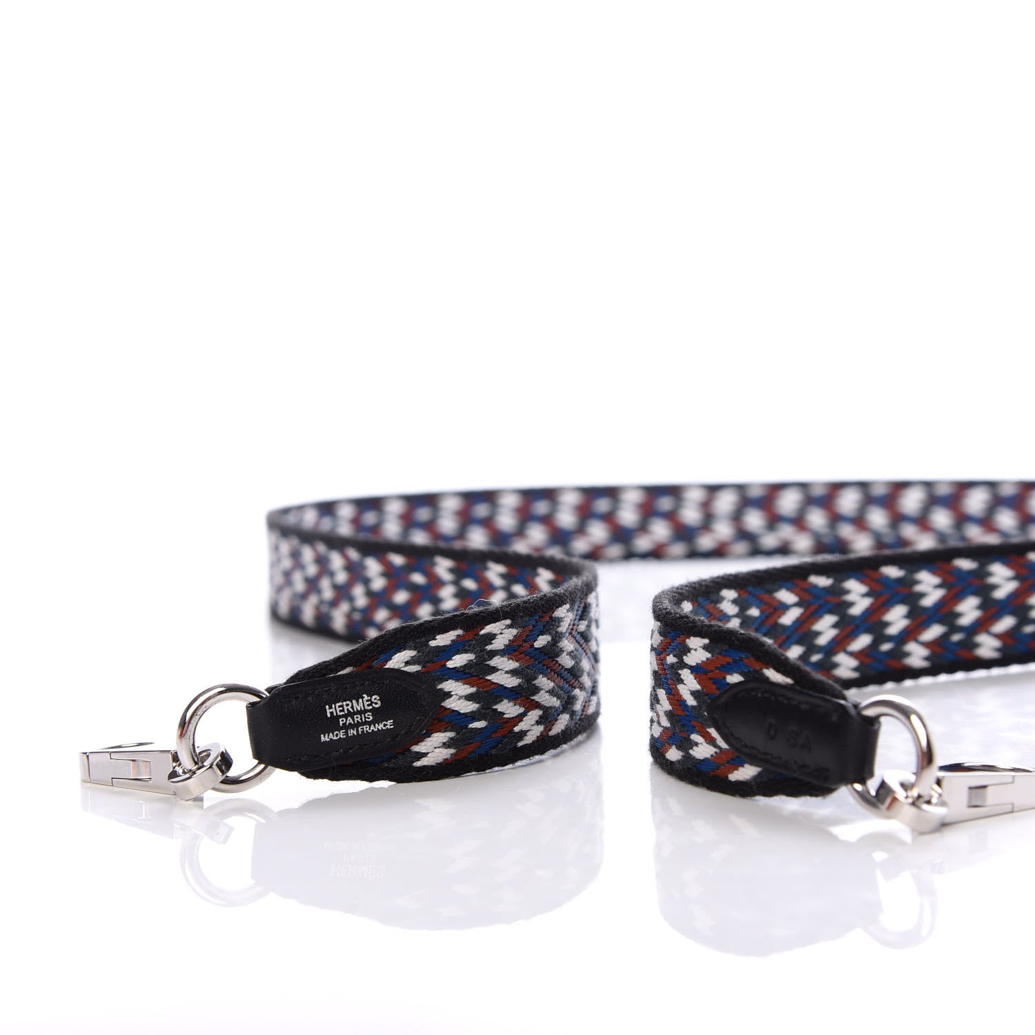 Hermes Toile Swift 25mm Sangle Cavale Shoulder Strap Black White Deep Blue 3 of 4
