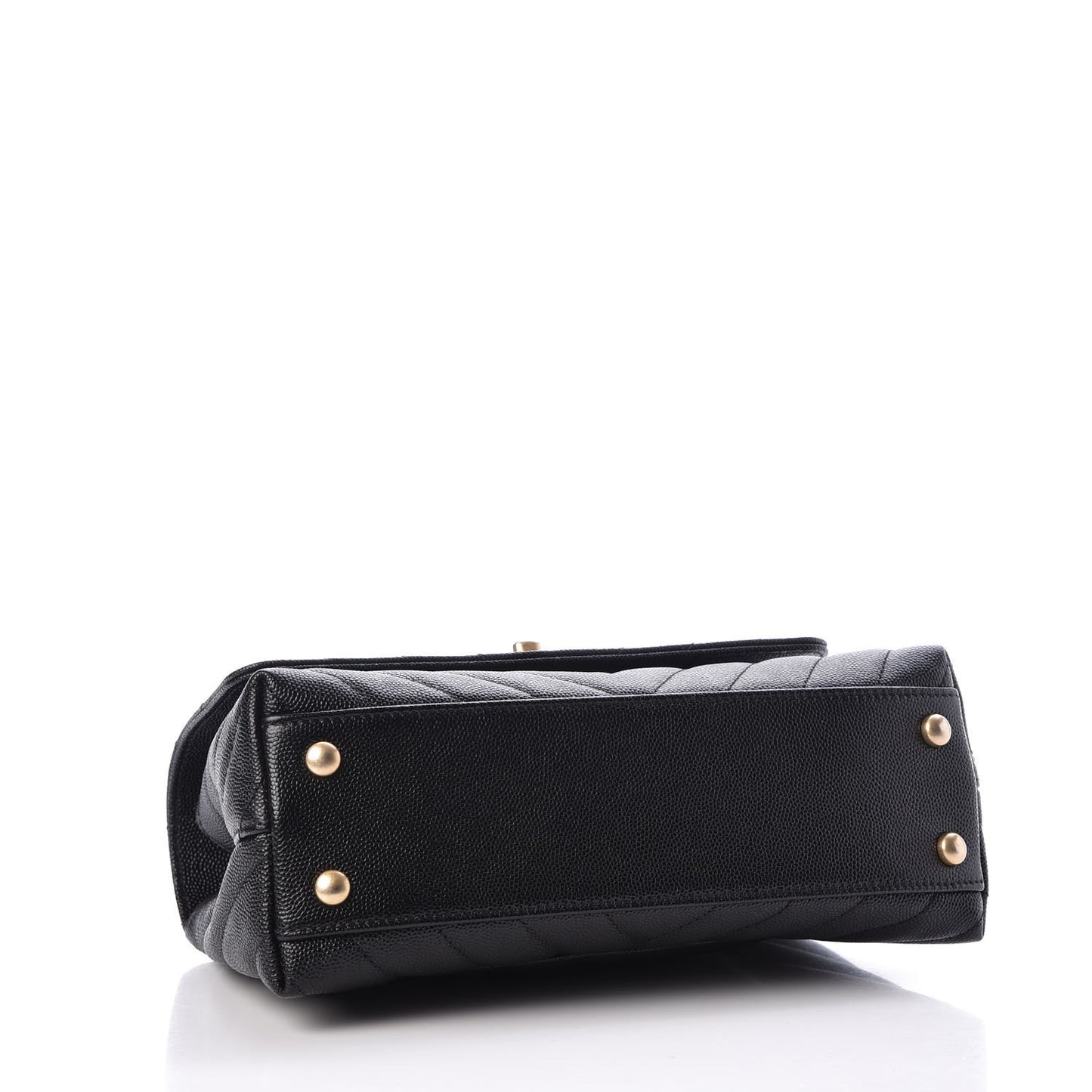Caviar Chevron Quilted Mini Coco Handle Flap Black