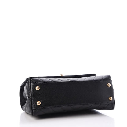 Chanel Caviar Chevron Quilted Mini Coco Handle Flap Black 4 of 8