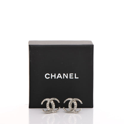 Chanel Crystal CC Moon Earrings Silver 5 of 5