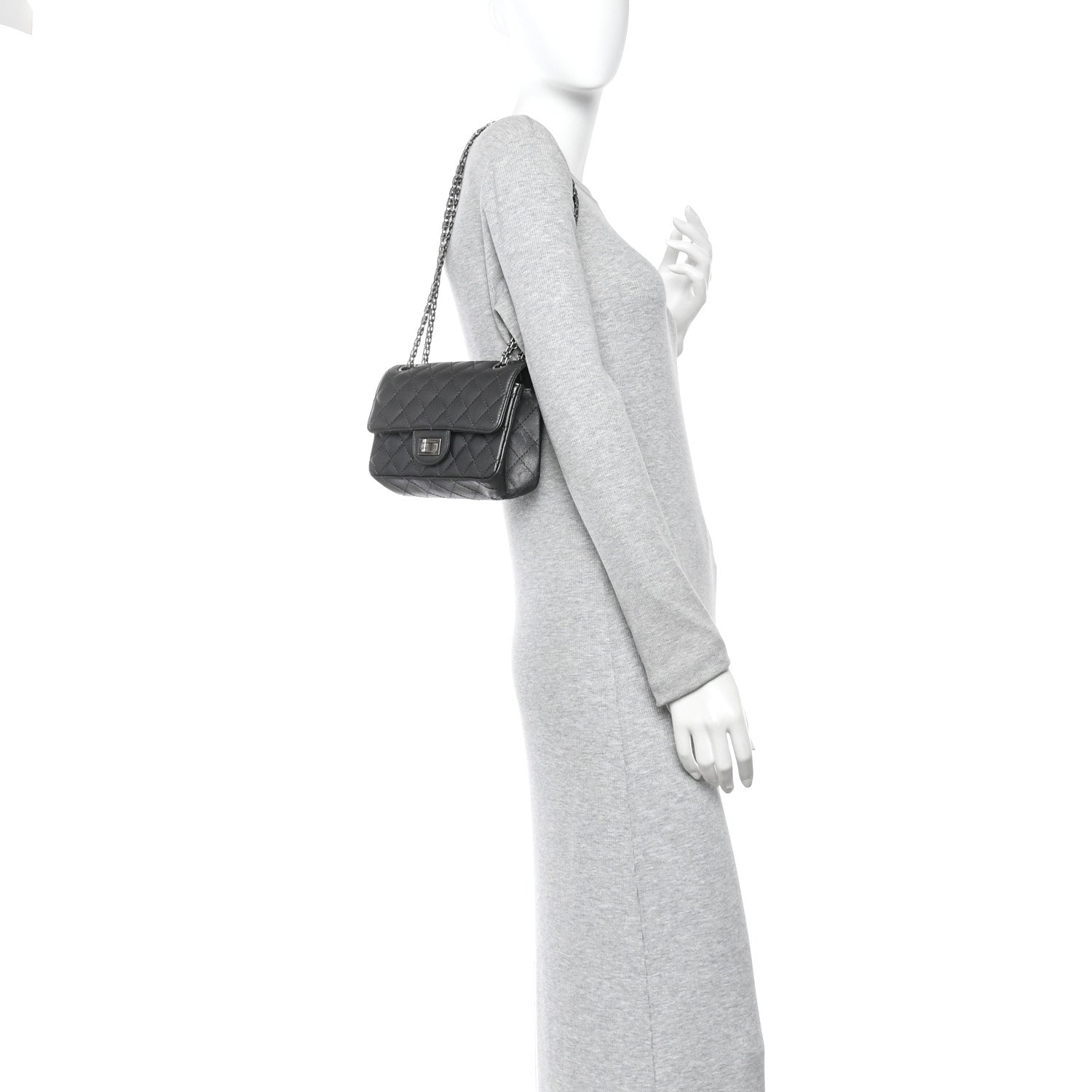 Chanel Metallic Sheepskin Quilted 2.55 Reissue Mini Flap Dark Silver 2 of 12