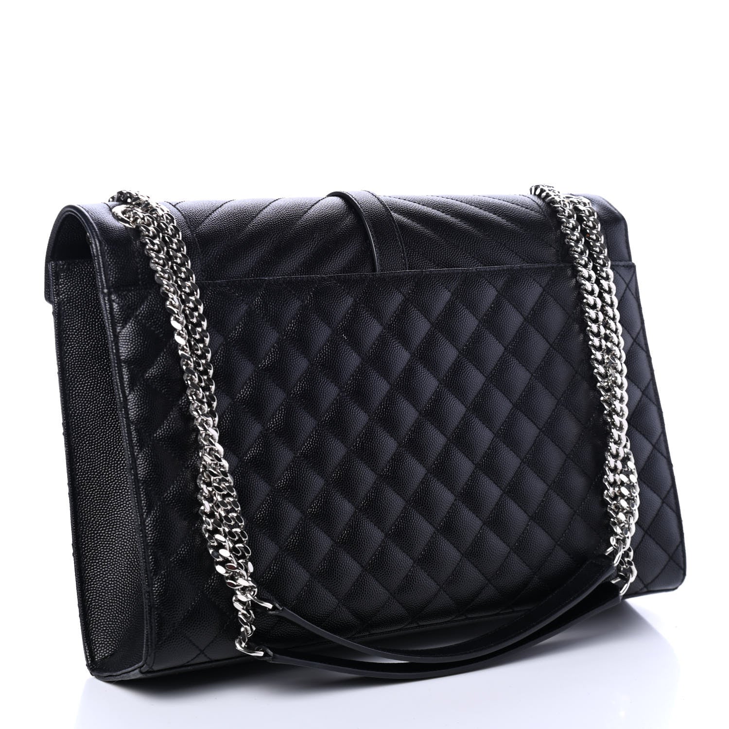 Saint Laurent Grain De Poudre Textured Mixed Matelasse Large Triquilt Monogram Satchel Black 2 of 4