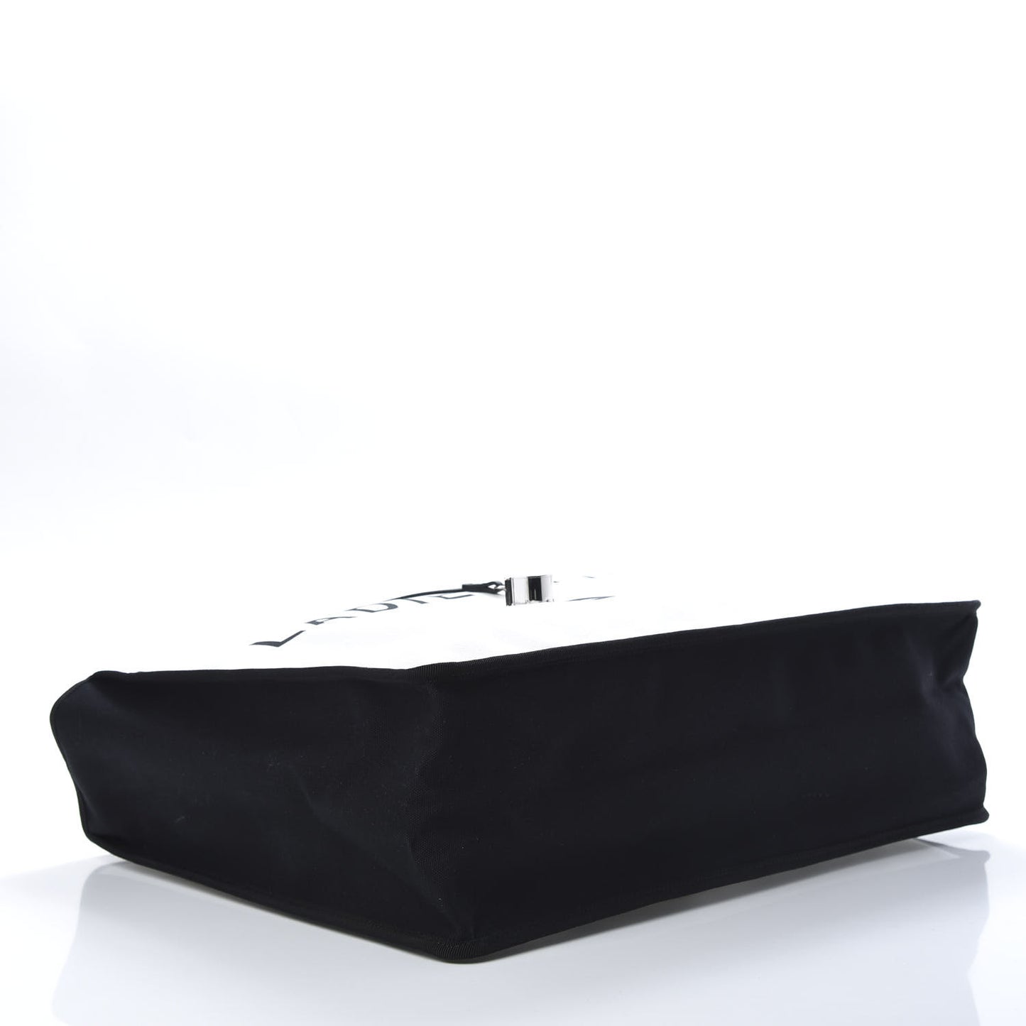 Canvas Calfskin Large Let's Demonstrate Tote White Black