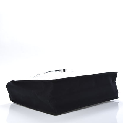 Chanel Canvas Calfskin Large Let's Demonstrate Tote White Black 4 of 10
