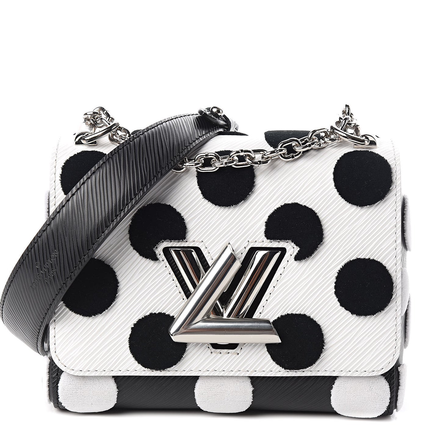 Epi Polka Dots Twist Shoulder Bag PM White Black