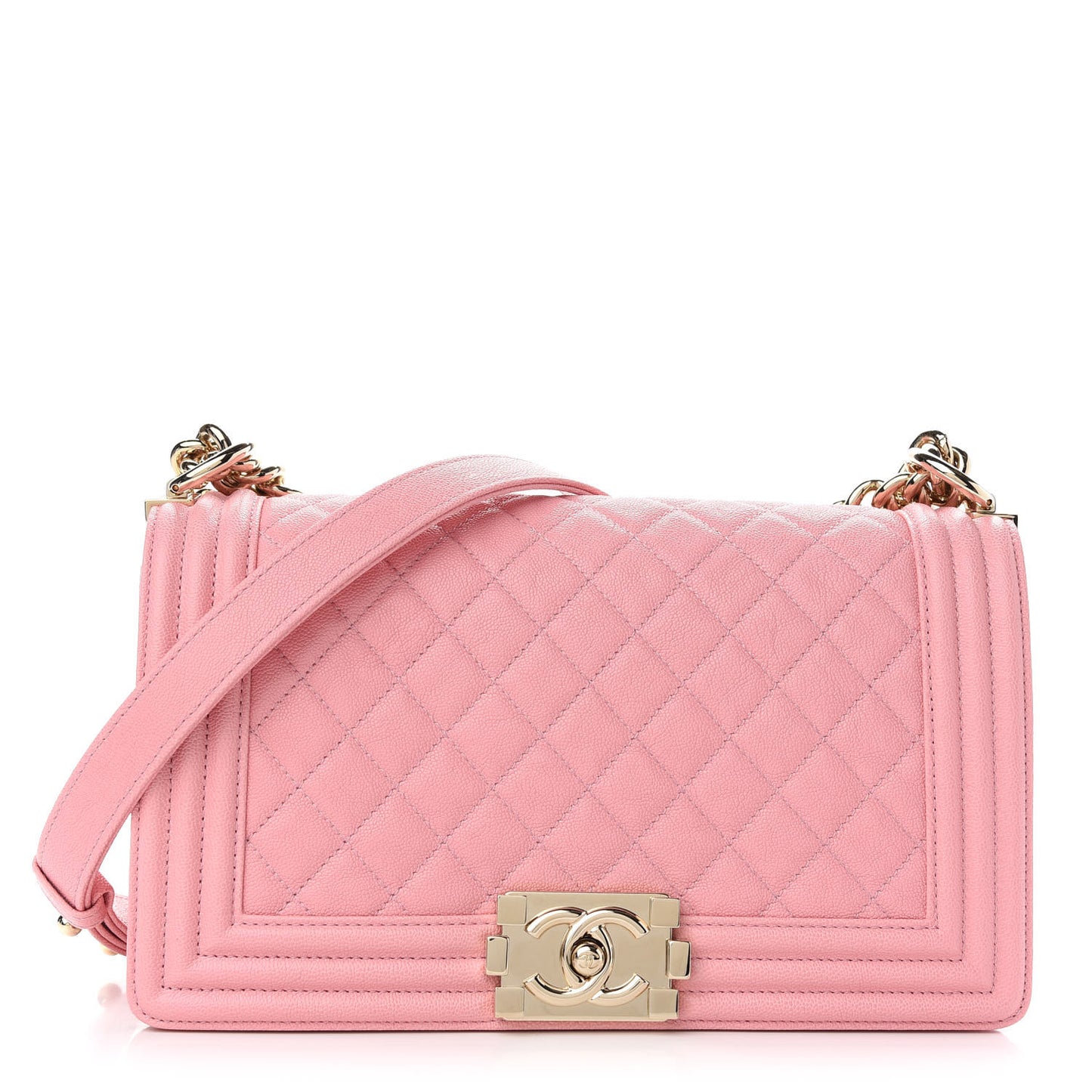 Caviar Quilted Medium Boy Flap Pink