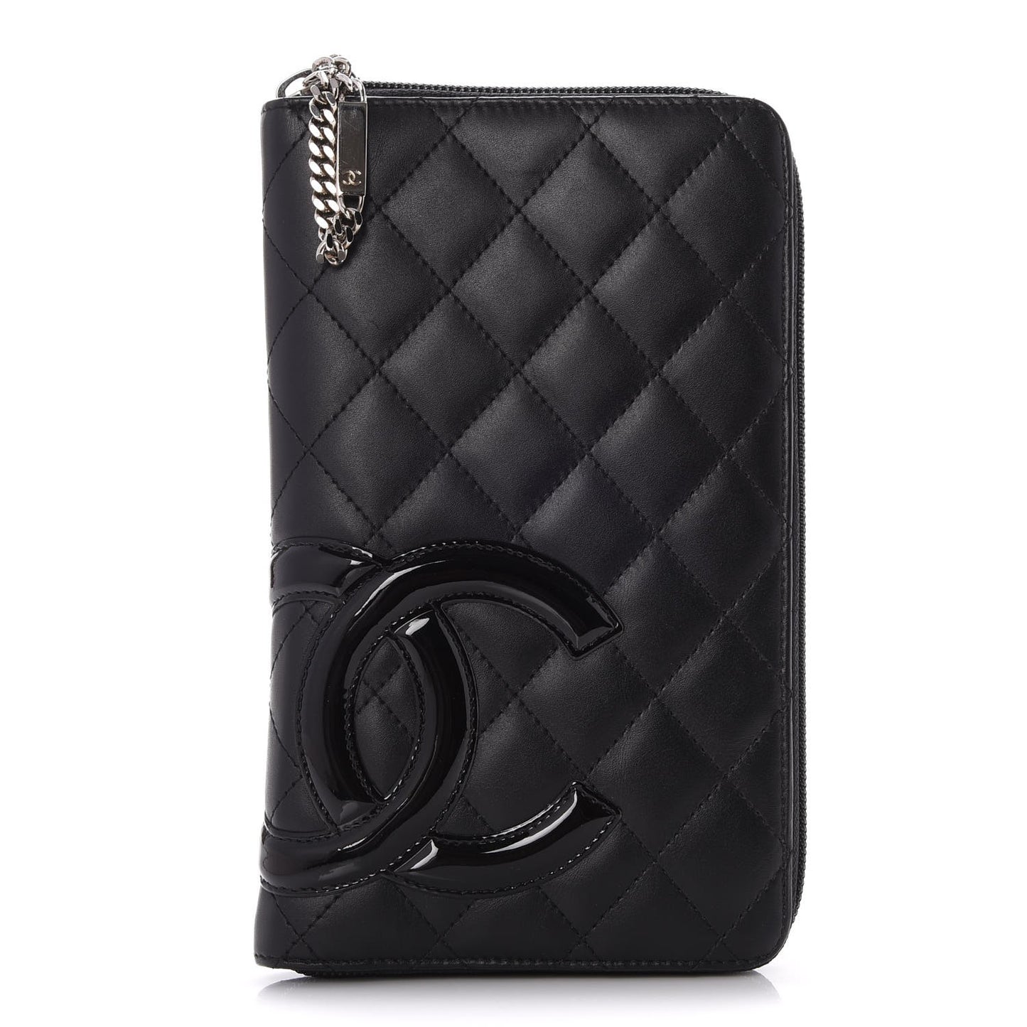 Calfskin Cambon Zip Around Organizer Wallet Black