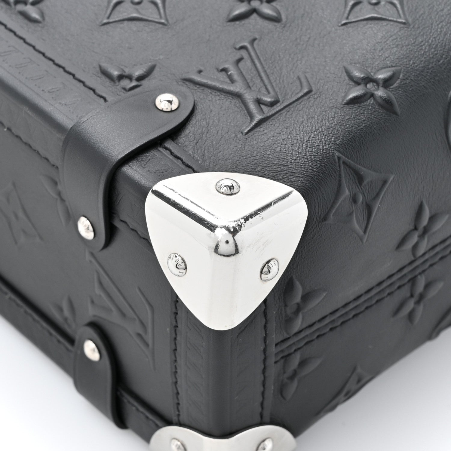 Louis Vuitton Calfskin Debossed Monogram Side Trunk Black 10 of 11