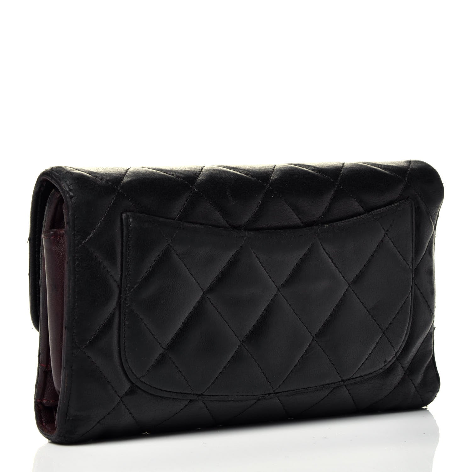 Chanel Lambskin Quilted Large Flap Wallet Black 3 of 7